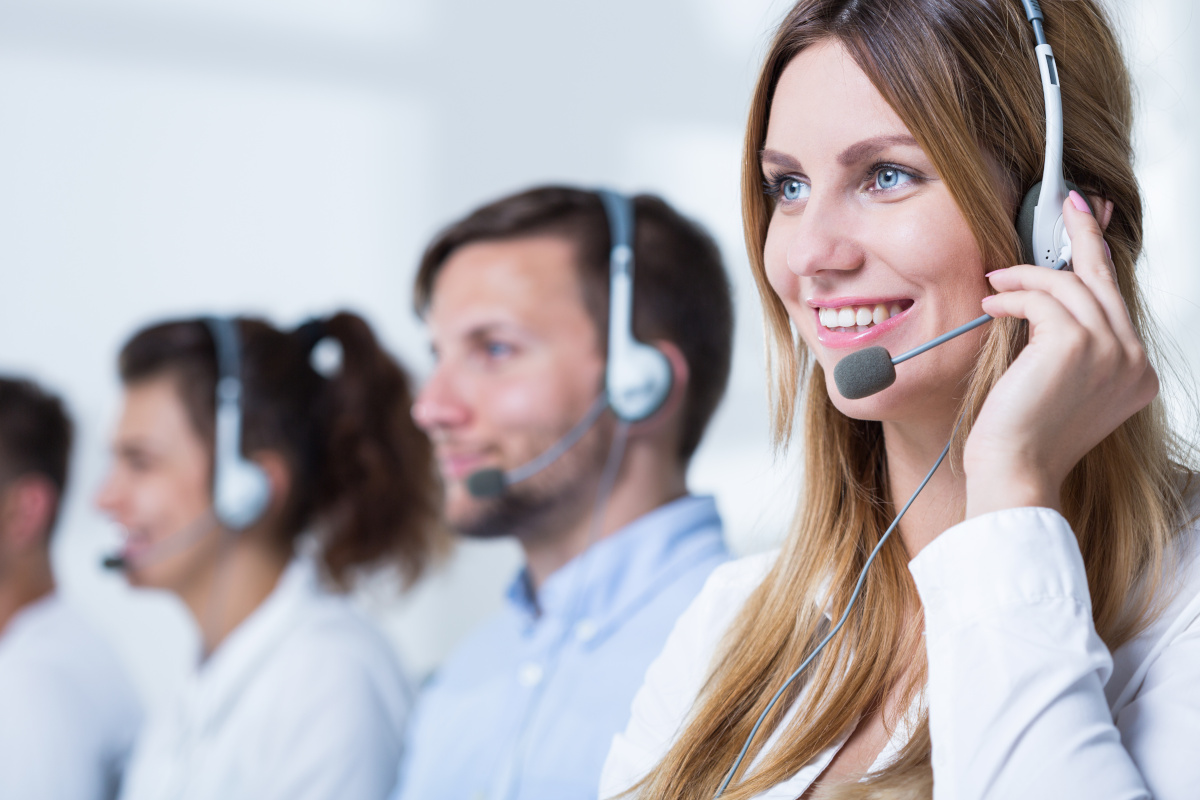 Smiling customer service representatives